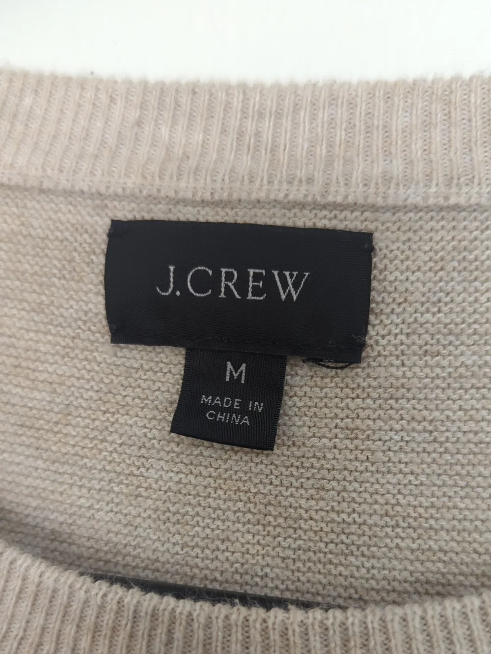 J. Crew Size M Oatmeal Beige Nude 100% Cotton Crewneck‎ Pullover Sweater